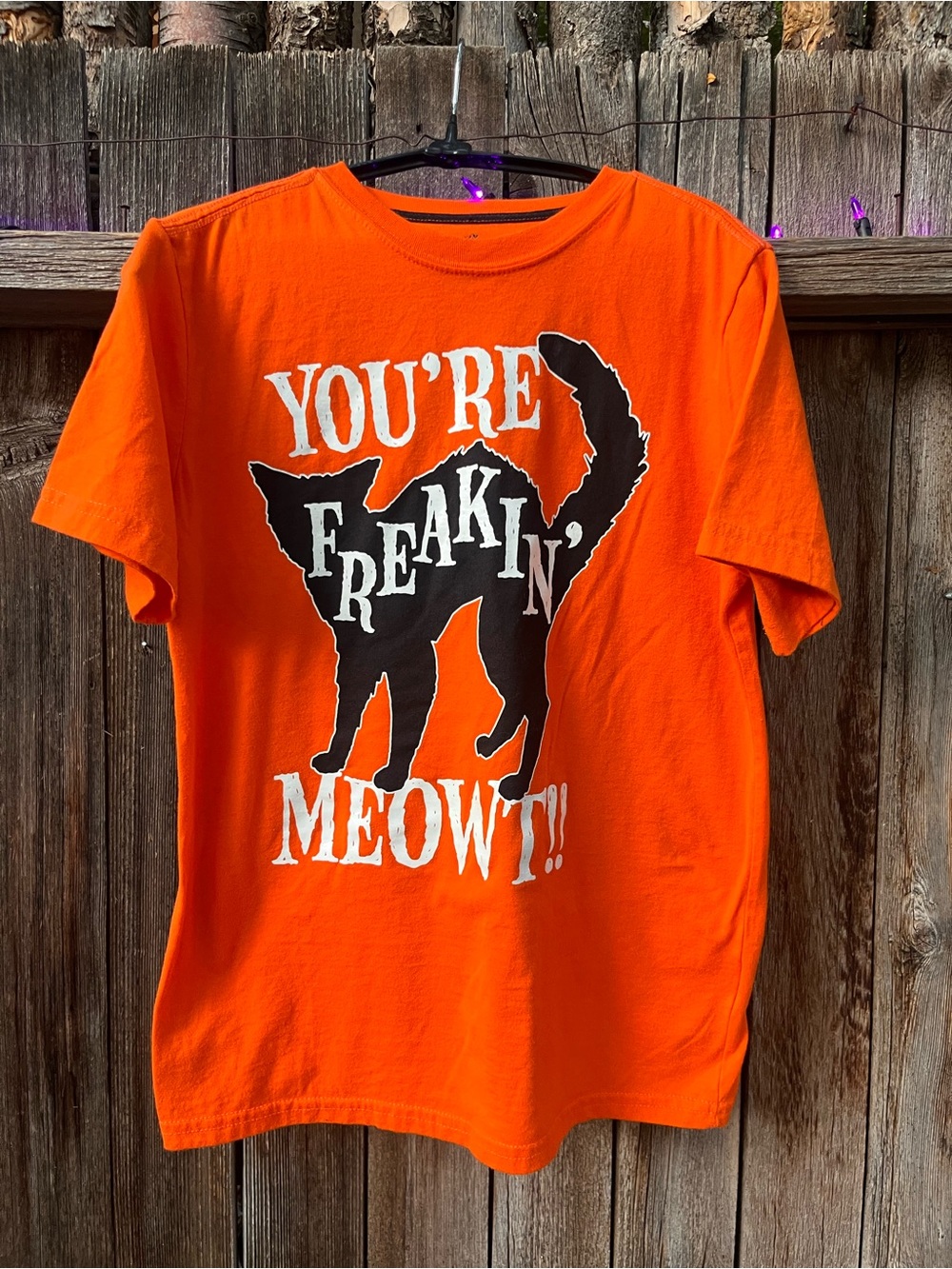 Orange 'You're Freakin' Meowt!!' Cat Graphic Tee - Halloween Cat Shirt